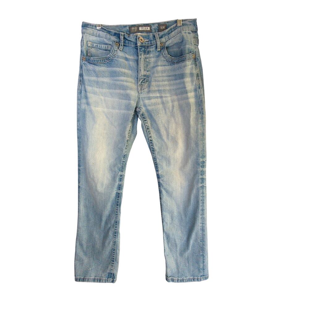 BKE Tyler Jeans Mens 32 R Blue Light Wash Western‎ Straight Stretch
